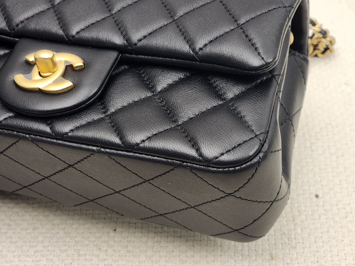 Chanel Black Lambskin Mini Rectangular w Pearl Crush (GHW)