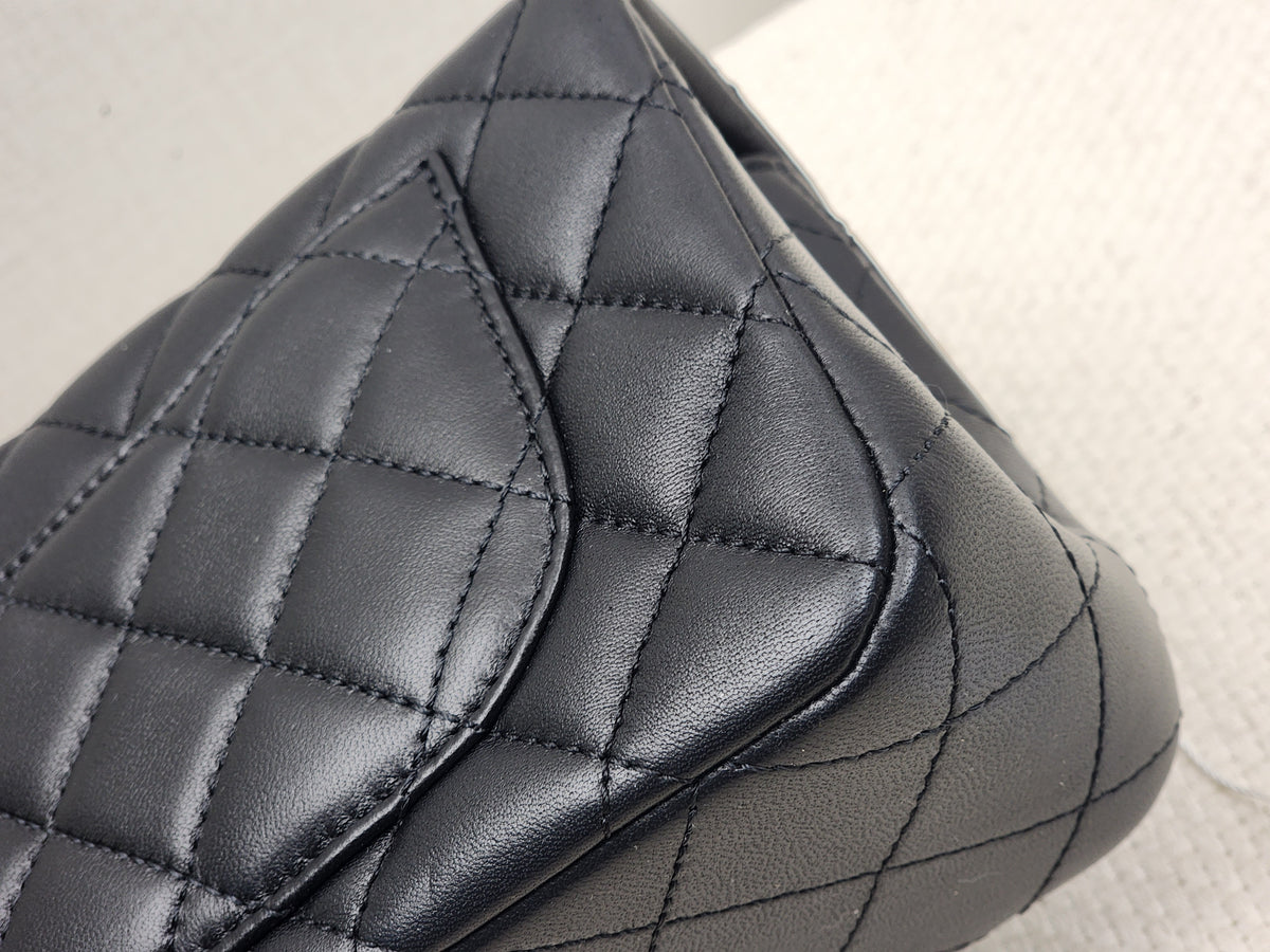 Chanel Black Lambskin Mini Rectangular w Pearl Crush (GHW)