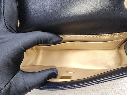 Chanel Black Lambskin Mini Rectangular w Pearl Crush (GHW)