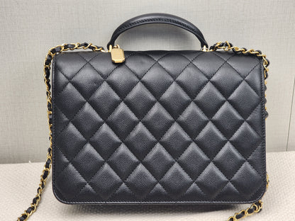 Chanel Black Caviar 23B Top Handle Full Flap (GHW)