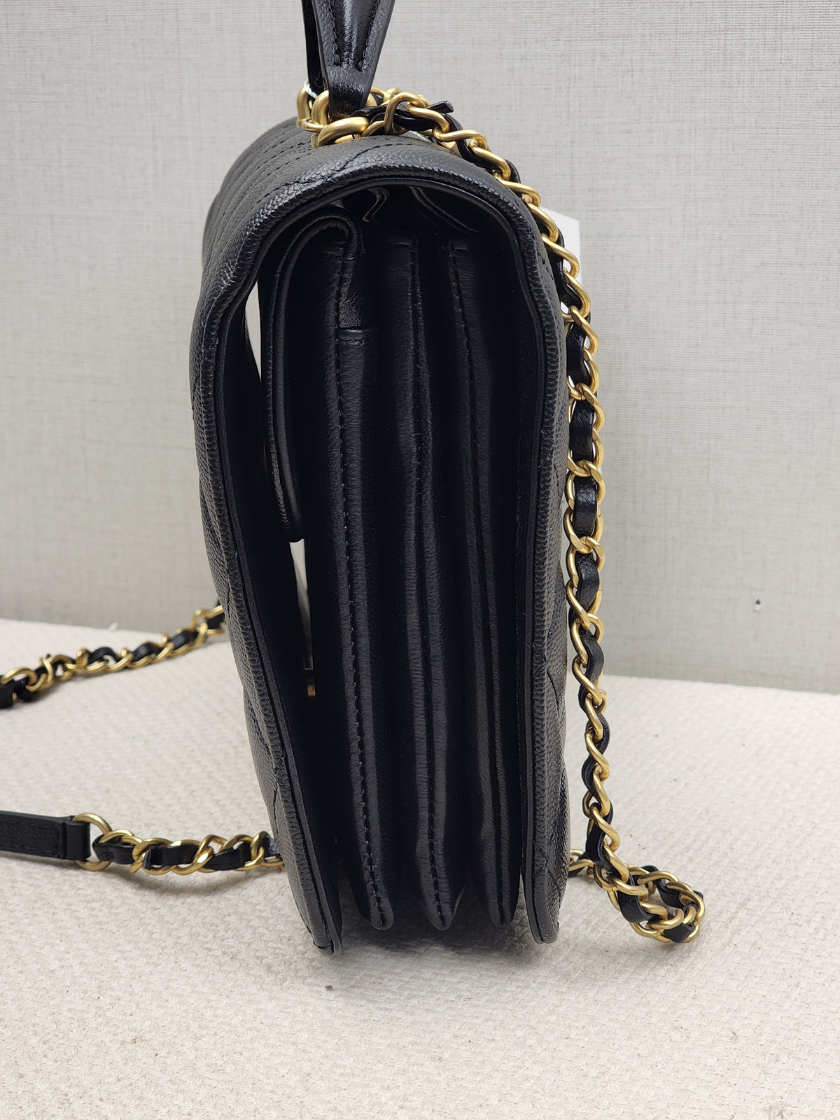Chanel Black Caviar 23B Top Handle Full Flap (GHW)