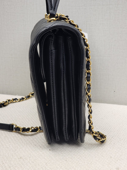 Chanel Black Caviar 23B Top Handle Full Flap (GHW)