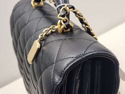 Chanel Black Caviar 23B Top Handle Full Flap (GHW)