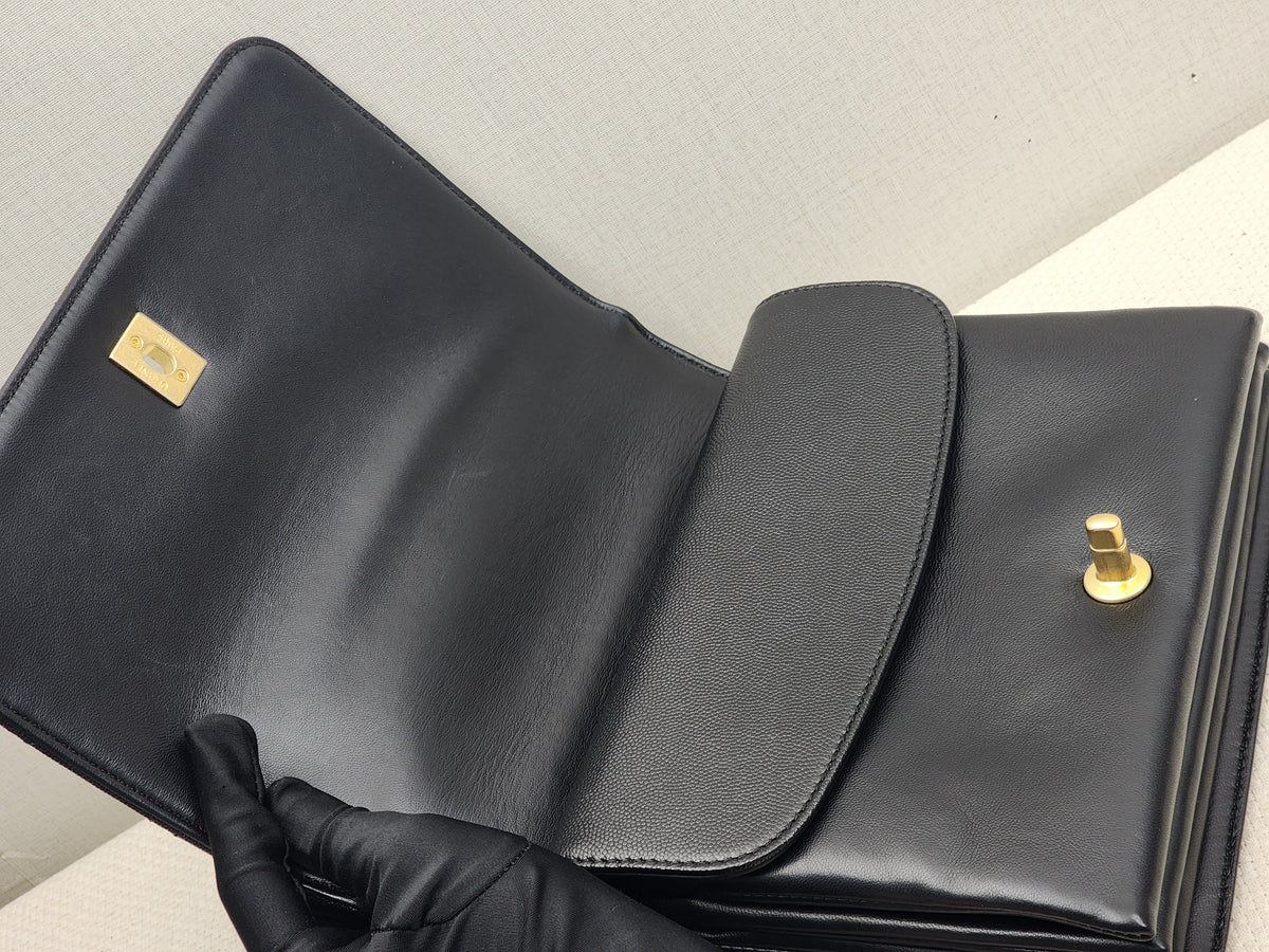 Chanel Black Caviar 23B Top Handle Full Flap (GHW)
