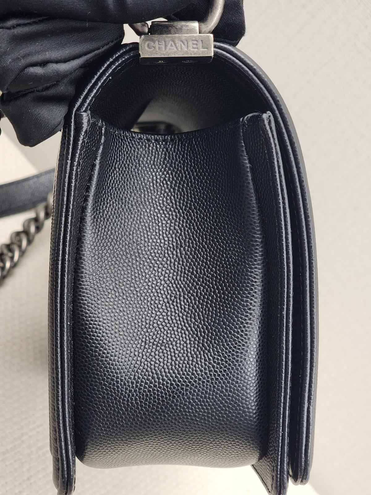 Chanel Black Caviar Old Medium Boy (RHW)