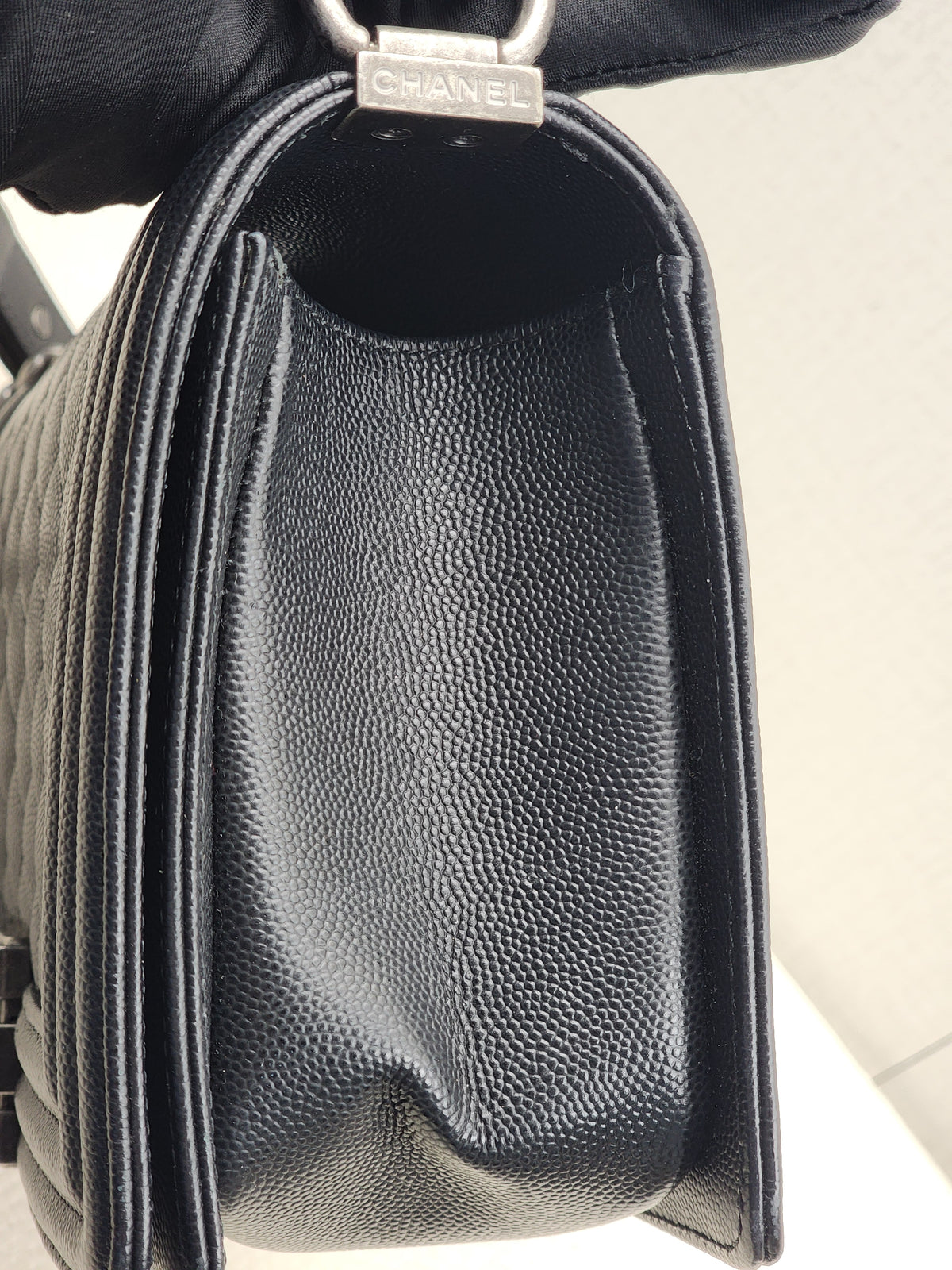 Chanel Black Caviar Old Medium Boy (RHW)