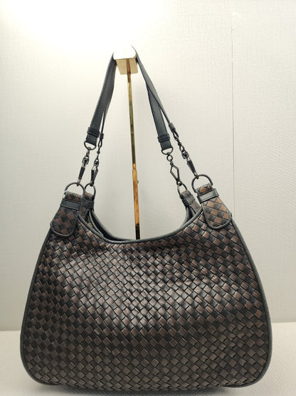 BV Black x Brown Intrecciato Nappa Hobo Bag
