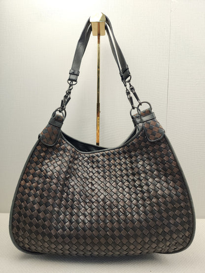 BV Black x Brown Intrecciato Nappa Hobo Bag
