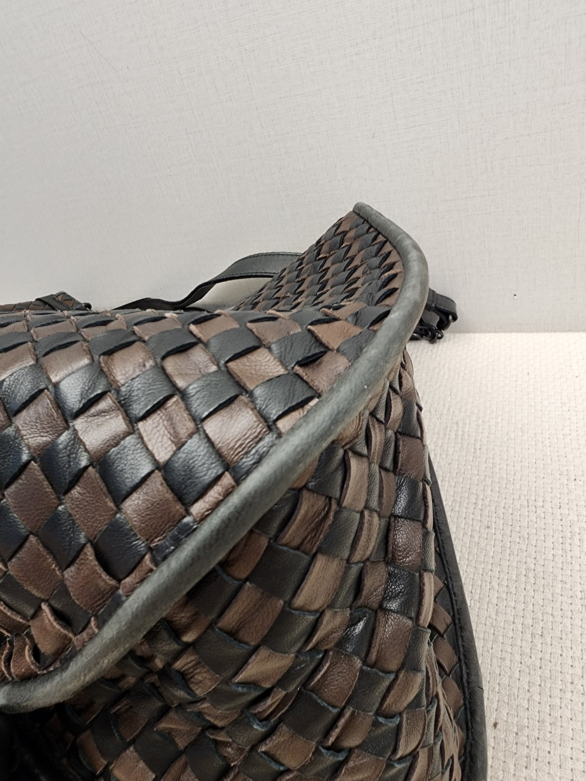 BV Black x Brown Intrecciato Nappa Hobo Bag