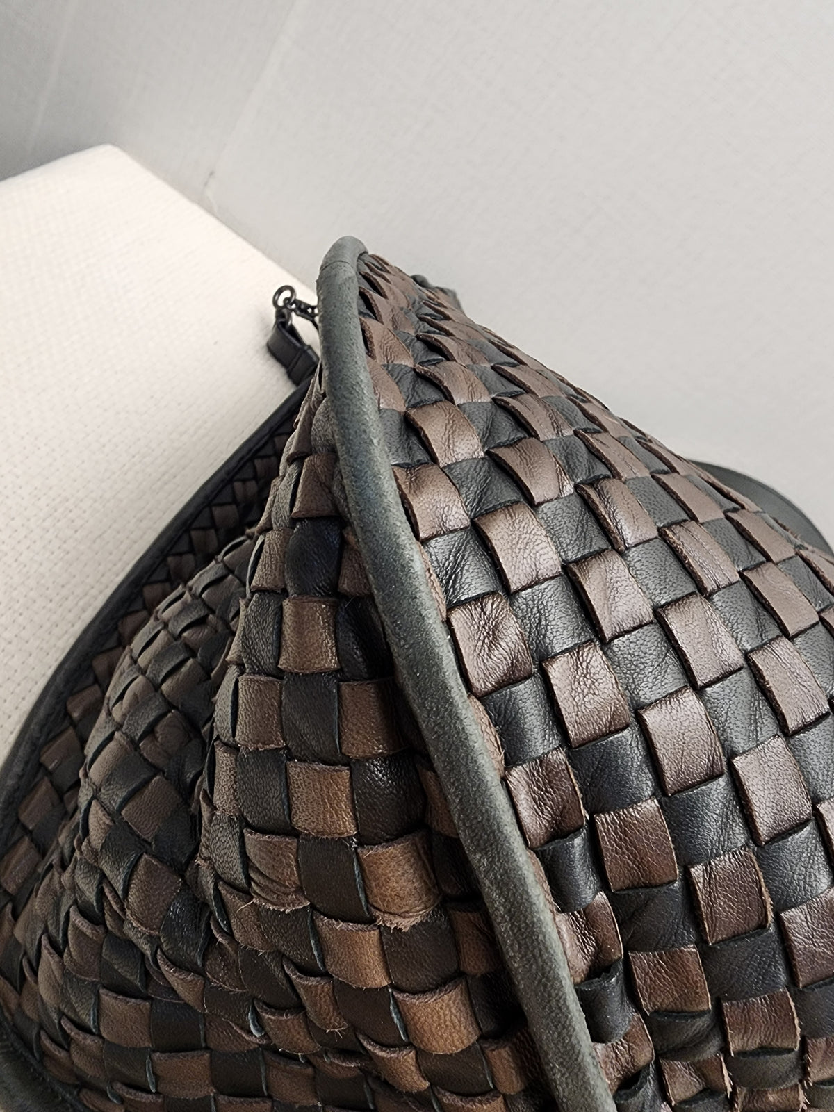 BV Black x Brown Intrecciato Nappa Hobo Bag