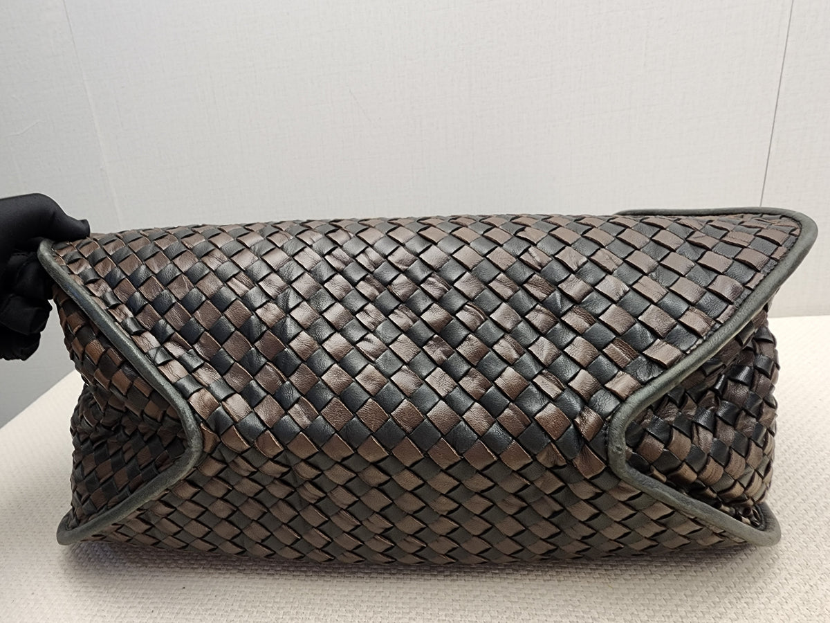 BV Black x Brown Intrecciato Nappa Hobo Bag