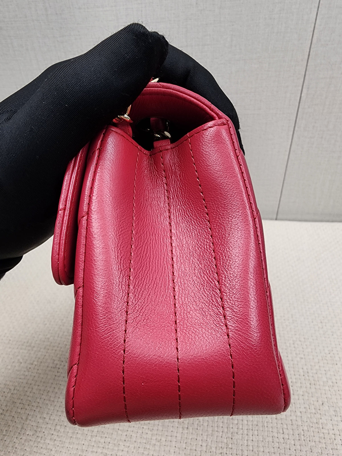 Chanel Pink Lambskin Chevron Classic Mini Rectangular Flap (LGHW)