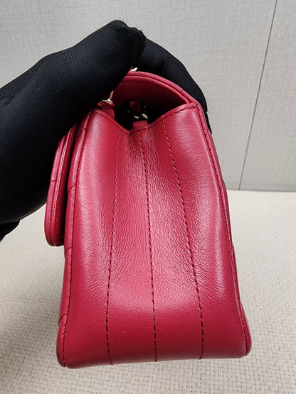 Chanel Pink Lambskin Chevron Classic Mini Rectangular Flap (LGHW)