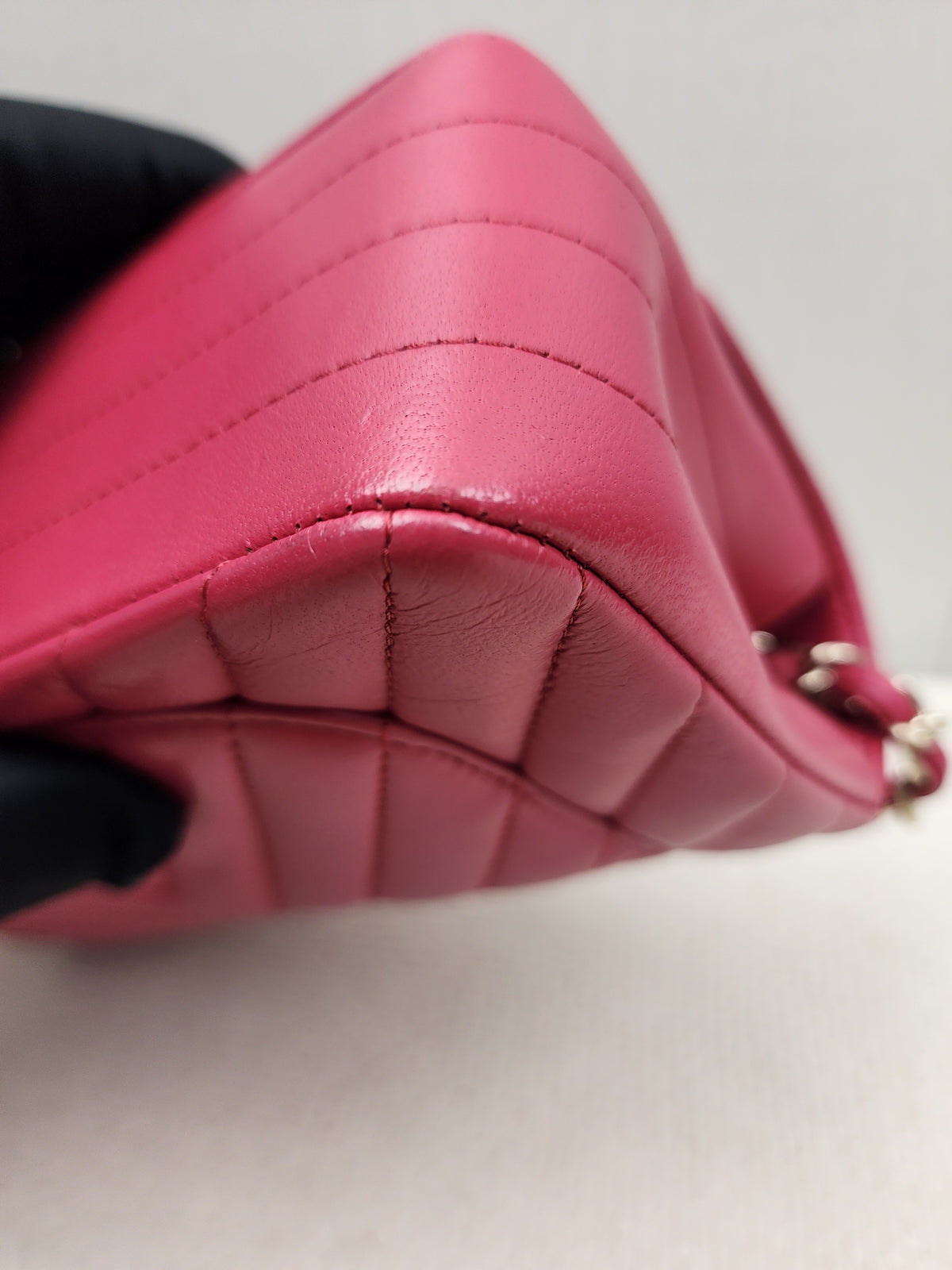 Chanel Pink Lambskin Chevron Classic Mini Rectangular Flap (LGHW)