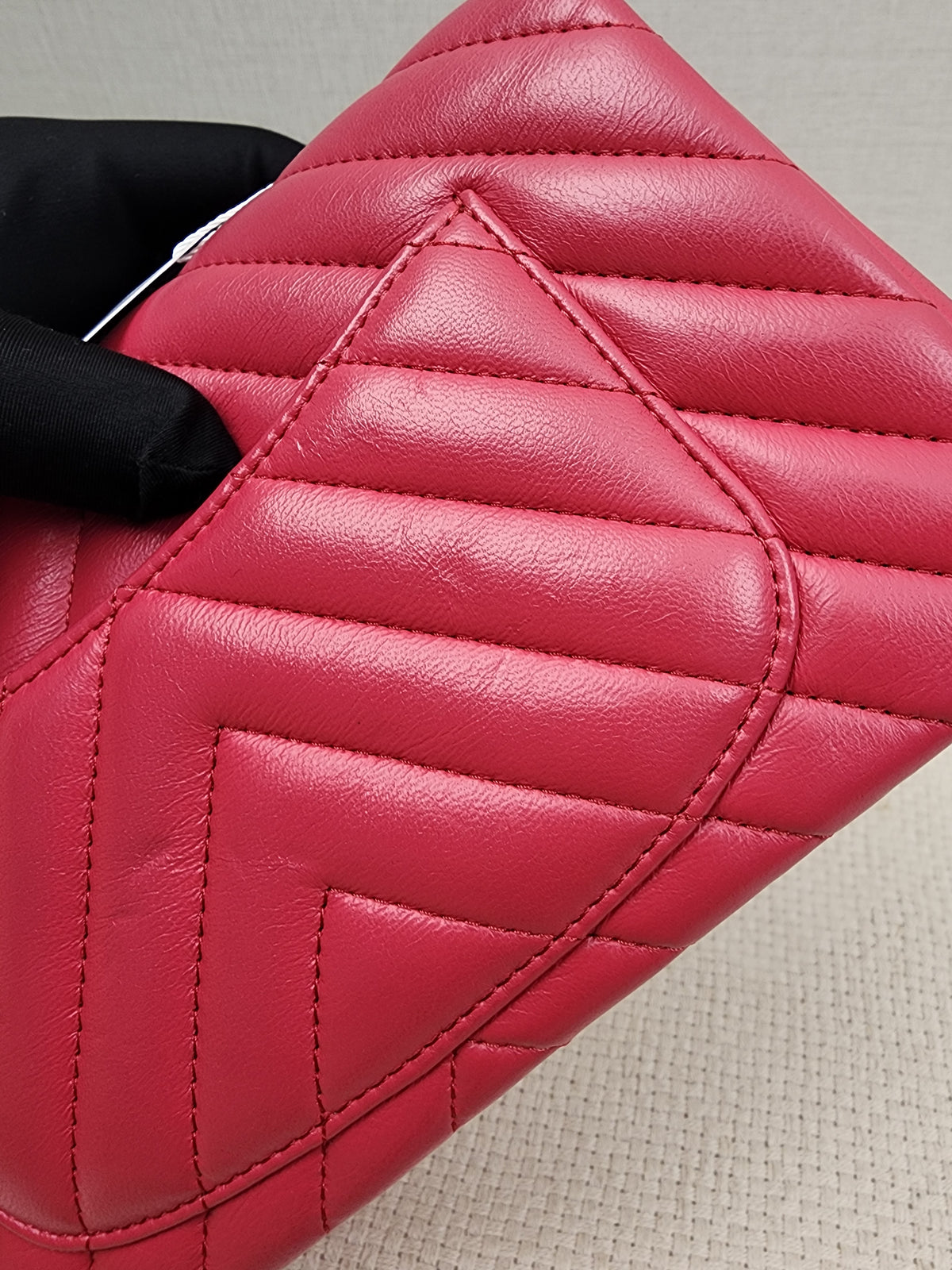 Chanel Pink Lambskin Chevron Classic Mini Rectangular Flap (LGHW)