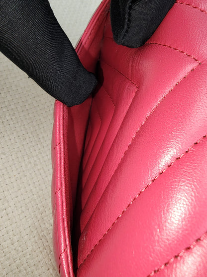 Chanel Pink Lambskin Chevron Classic Mini Rectangular Flap (LGHW)