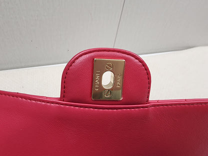 Chanel Pink Lambskin Chevron Classic Mini Rectangular Flap (LGHW)