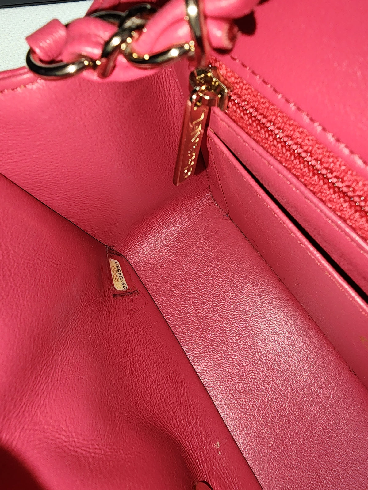 Chanel Pink Lambskin Chevron Classic Mini Rectangular Flap (LGHW)