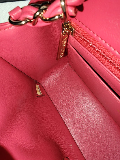 Chanel Pink Lambskin Chevron Classic Mini Rectangular Flap (LGHW)