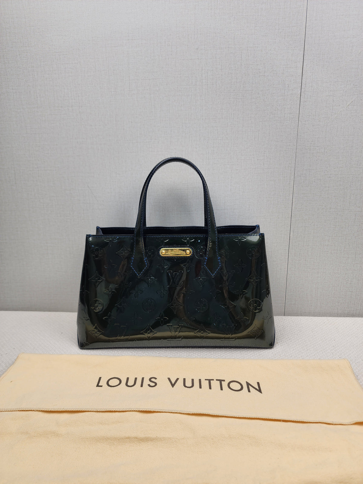 LV Green/Bleu Vernis Wilshire PM