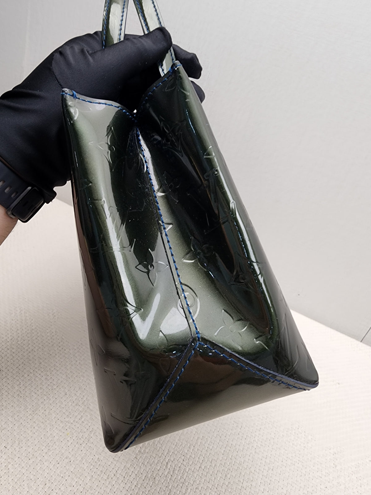 LV Green/Bleu Vernis Wilshire PM