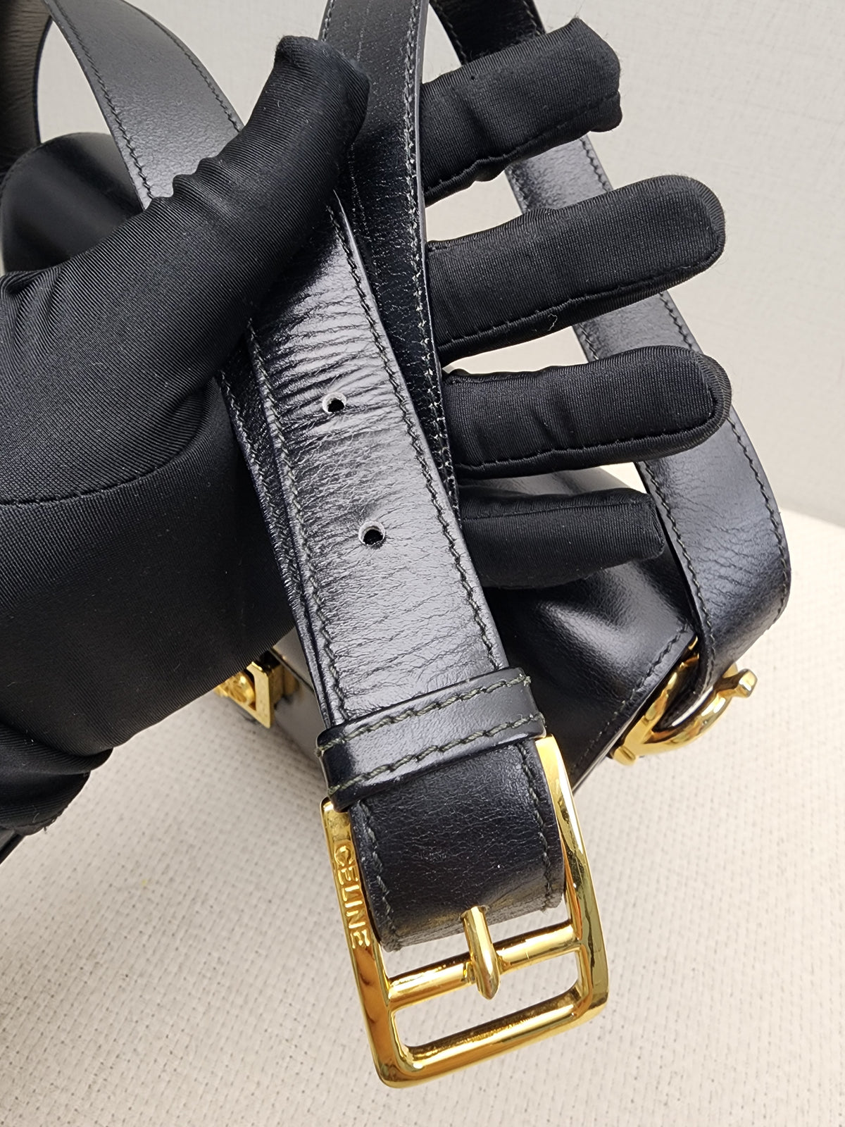 Celine Black Smooth Calfskin Vintage Carriage Shoulder Bag (GHW)