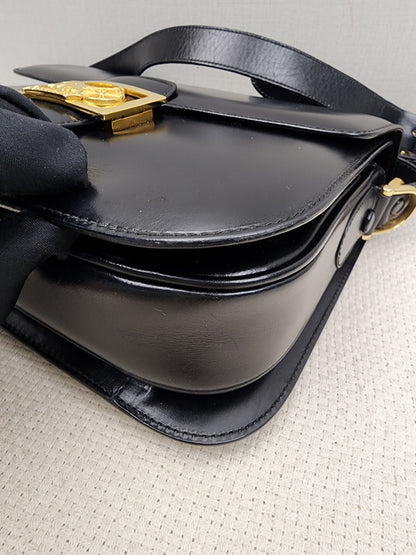 Celine Black Smooth Calfskin Vintage Carriage Shoulder Bag (GHW)