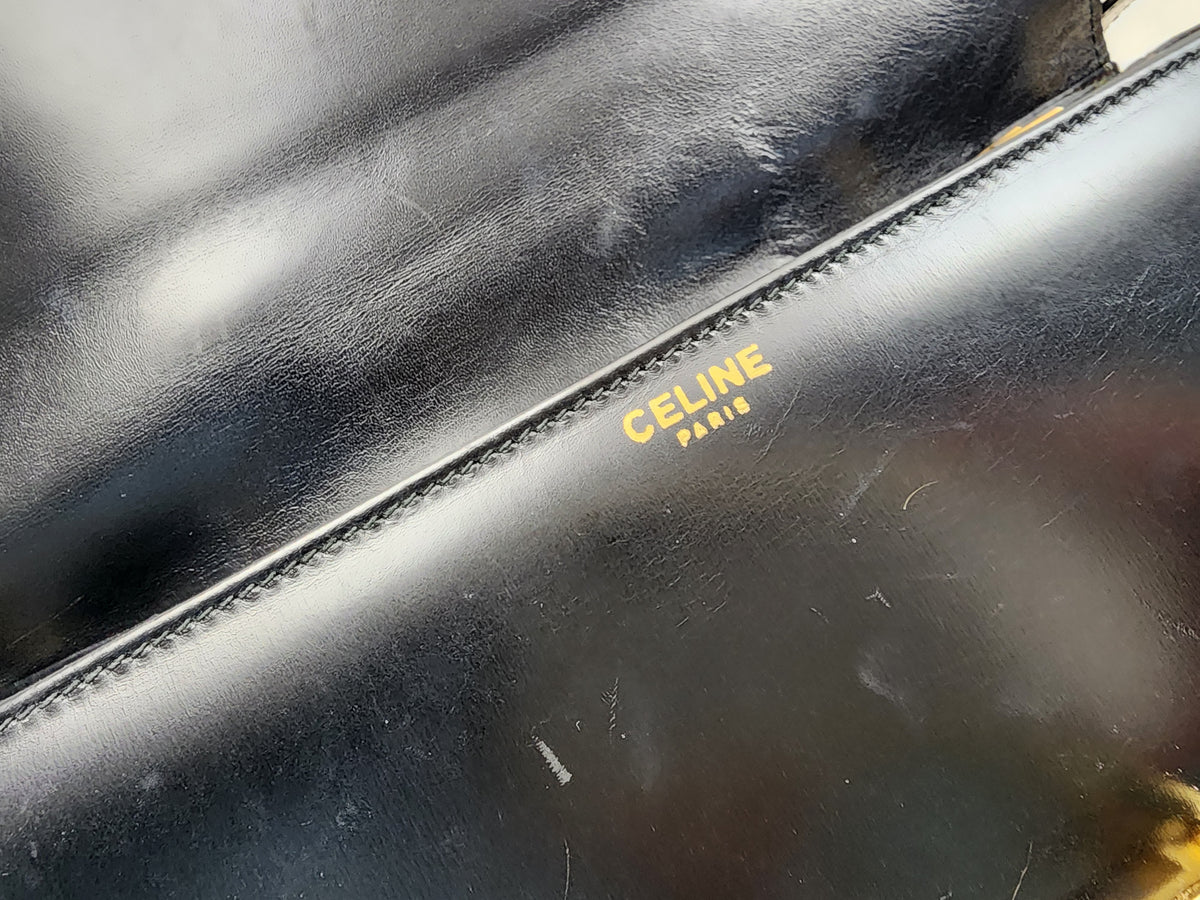 Celine Black Smooth Calfskin Vintage Carriage Shoulder Bag (GHW)