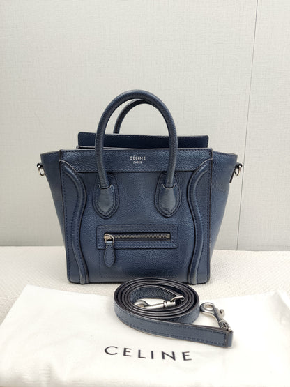 Celine Dark Blue Calfskin Nano Luggage (SHW)