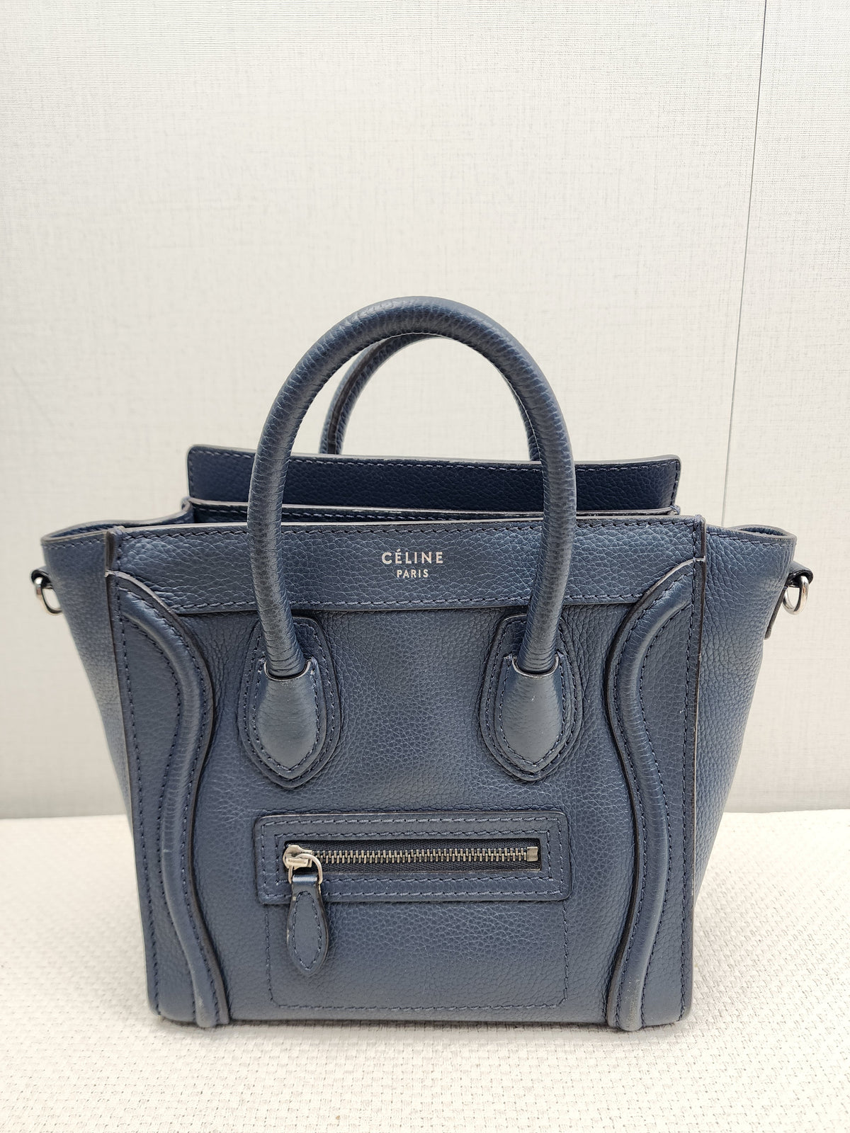 Celine Dark Blue Calfskin Nano Luggage (SHW)