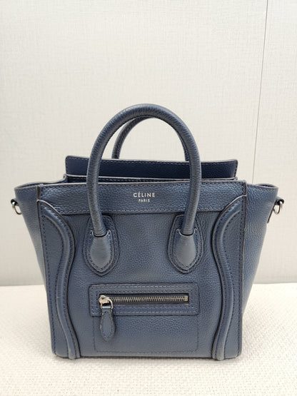 Celine Dark Blue Calfskin Nano Luggage (SHW)