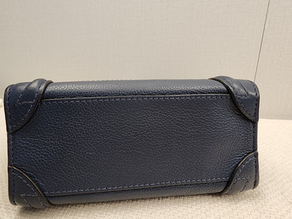 Celine Dark Blue Calfskin Nano Luggage (SHW)