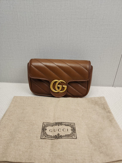 Gucci Brown Supermini Marmont (GHW)