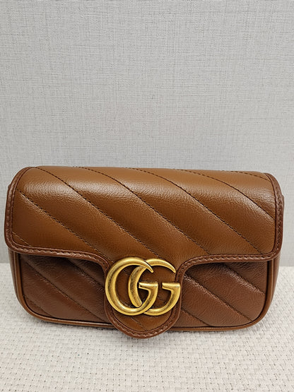 Gucci Brown Supermini Marmont (GHW)