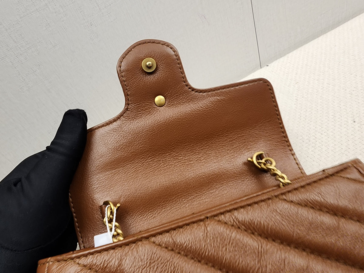 Gucci Brown Supermini Marmont (GHW)