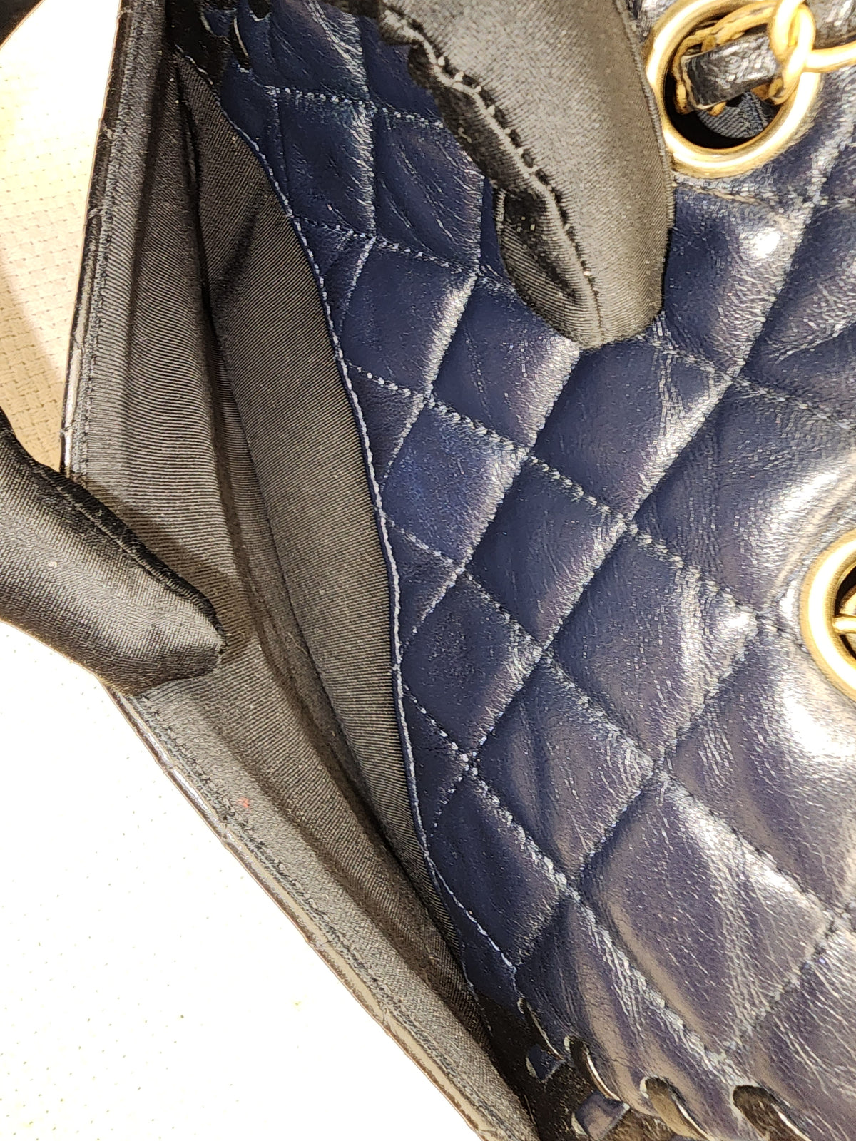 Chanel Black x Navy Lambskin Braided Saddle Flap (GHW)