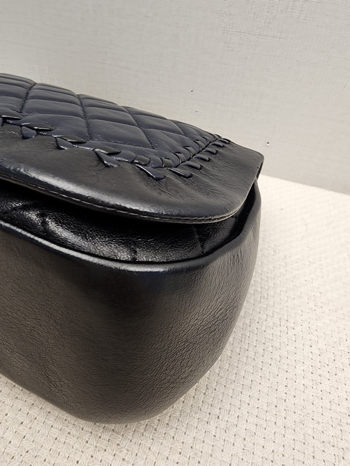 Chanel Black x Navy Lambskin Braided Saddle Flap (GHW)