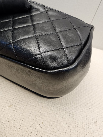 Chanel Black x Navy Lambskin Braided Saddle Flap (GHW)