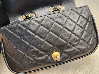 Chanel Black x Navy Lambskin Braided Saddle Flap (GHW)