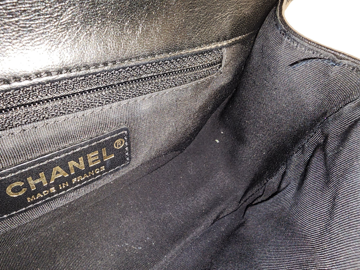 Chanel Black x Navy Lambskin Braided Saddle Flap (GHW)