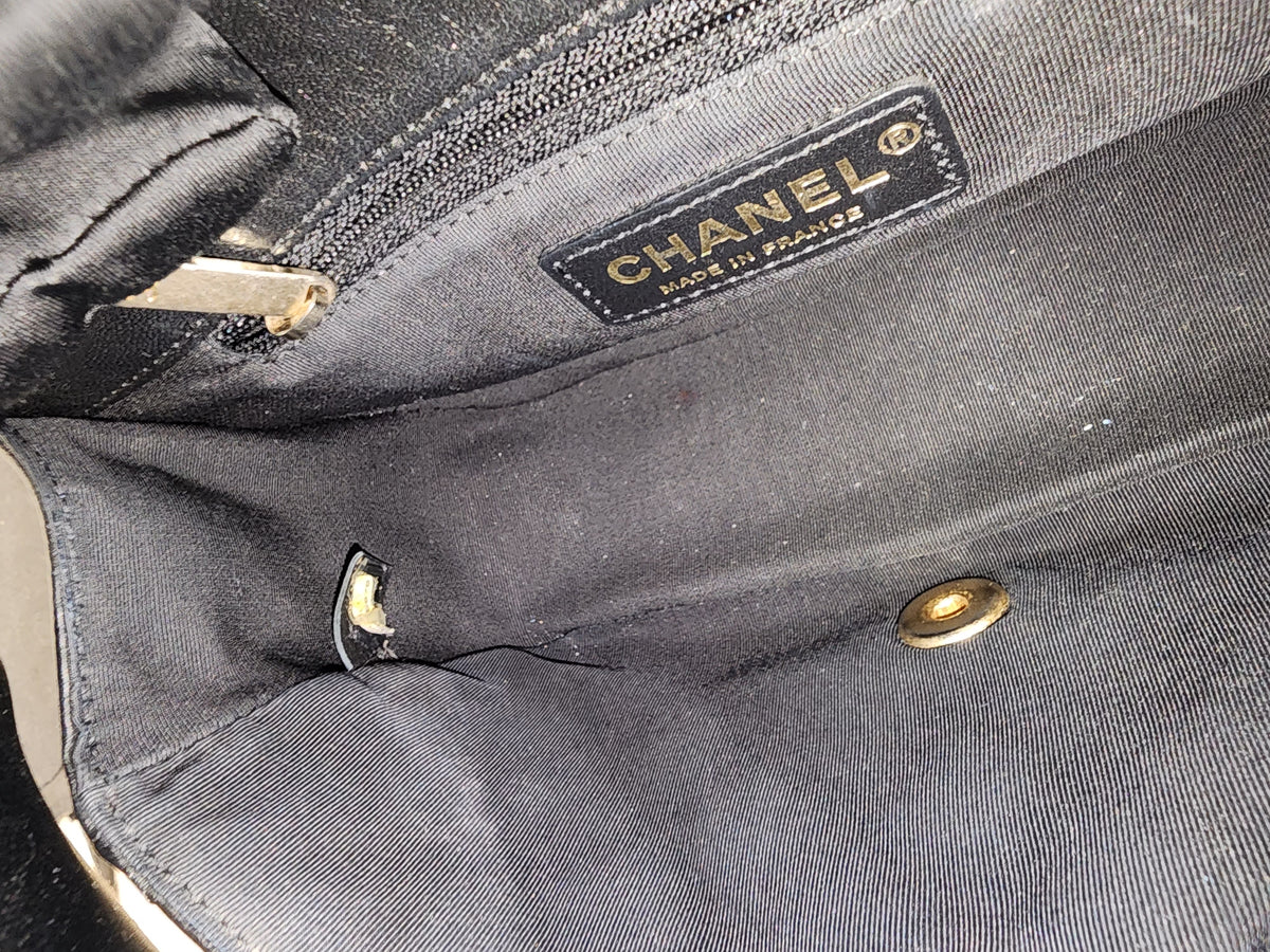 Chanel Black x Navy Lambskin Braided Saddle Flap (GHW)