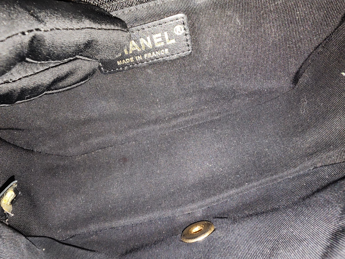 Chanel Black x Navy Lambskin Braided Saddle Flap (GHW)