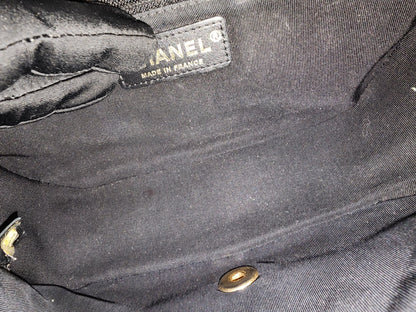Chanel Black x Navy Lambskin Braided Saddle Flap (GHW)