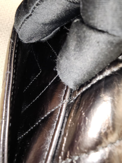 Chanel Black Aged Calfskin Chevron Small Coco Handle with Lizard Handle (BGHW)