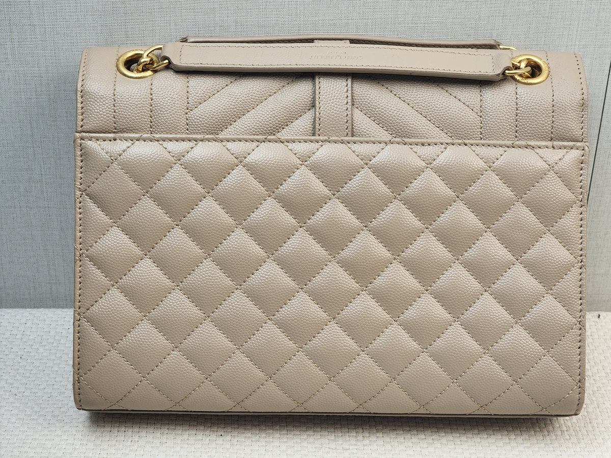 YSL Beige Grain de Poudre Medium Envelope (GHW)