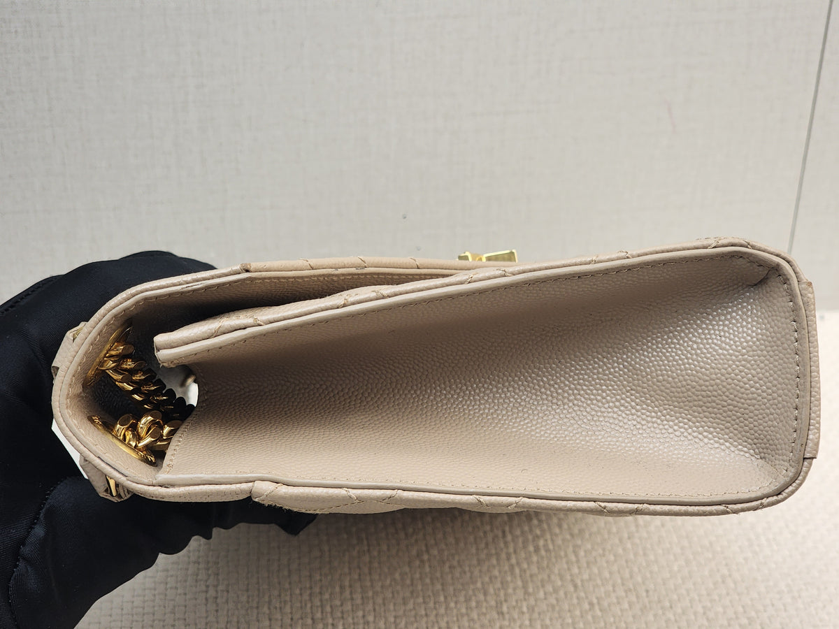 YSL Beige Grain de Poudre Medium Envelope (GHW)