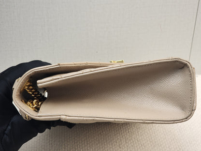YSL Beige Grain de Poudre Medium Envelope (GHW)