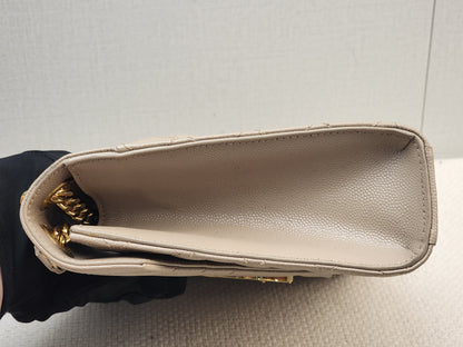 YSL Beige Grain de Poudre Medium Envelope (GHW)