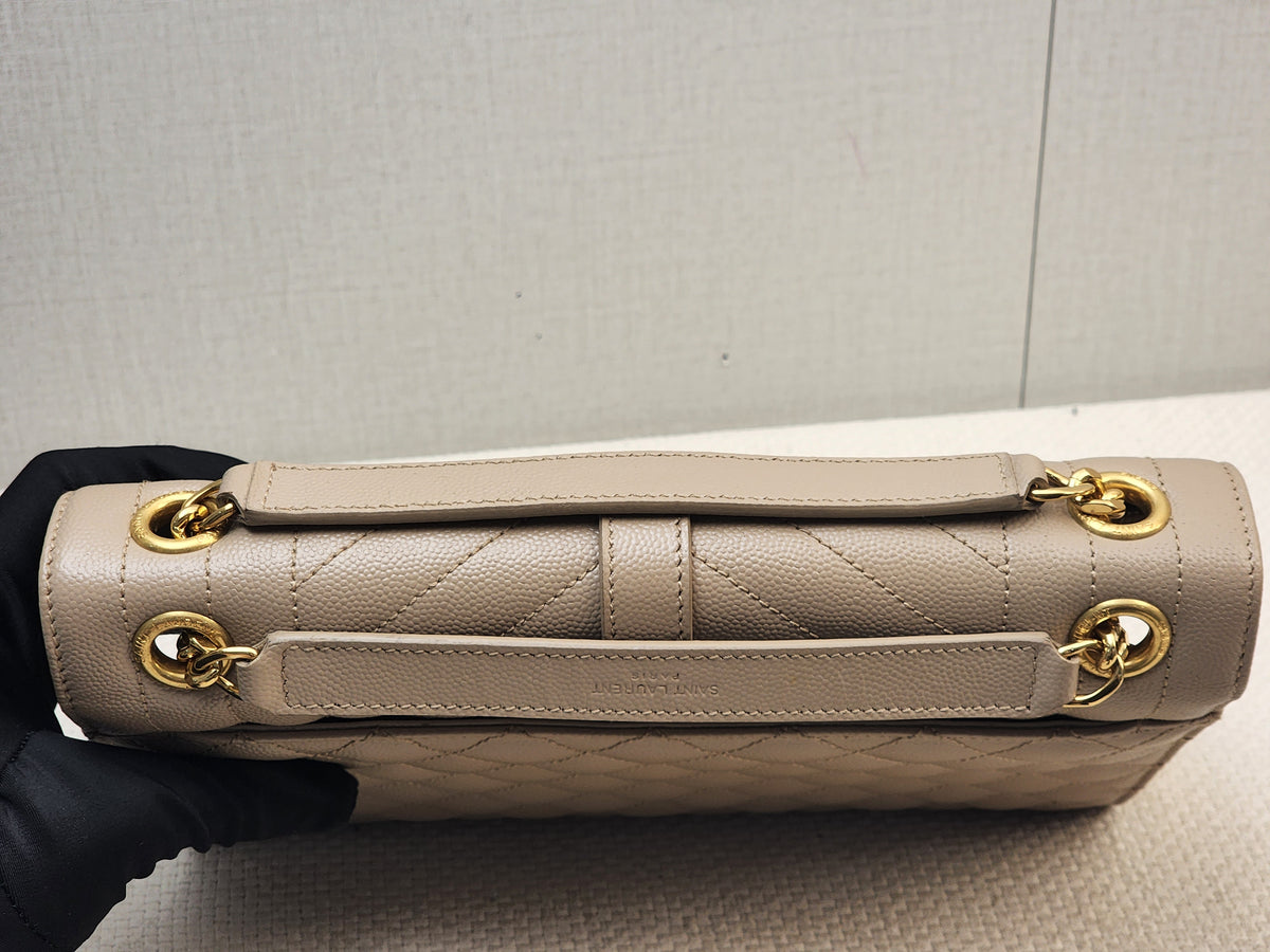 YSL Beige Grain de Poudre Medium Envelope (GHW)