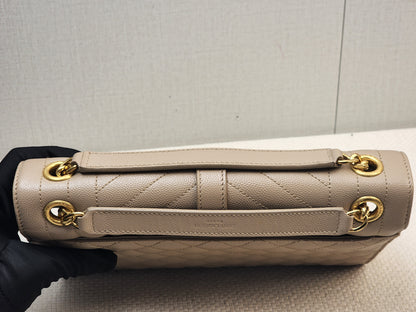 YSL Beige Grain de Poudre Medium Envelope (GHW)